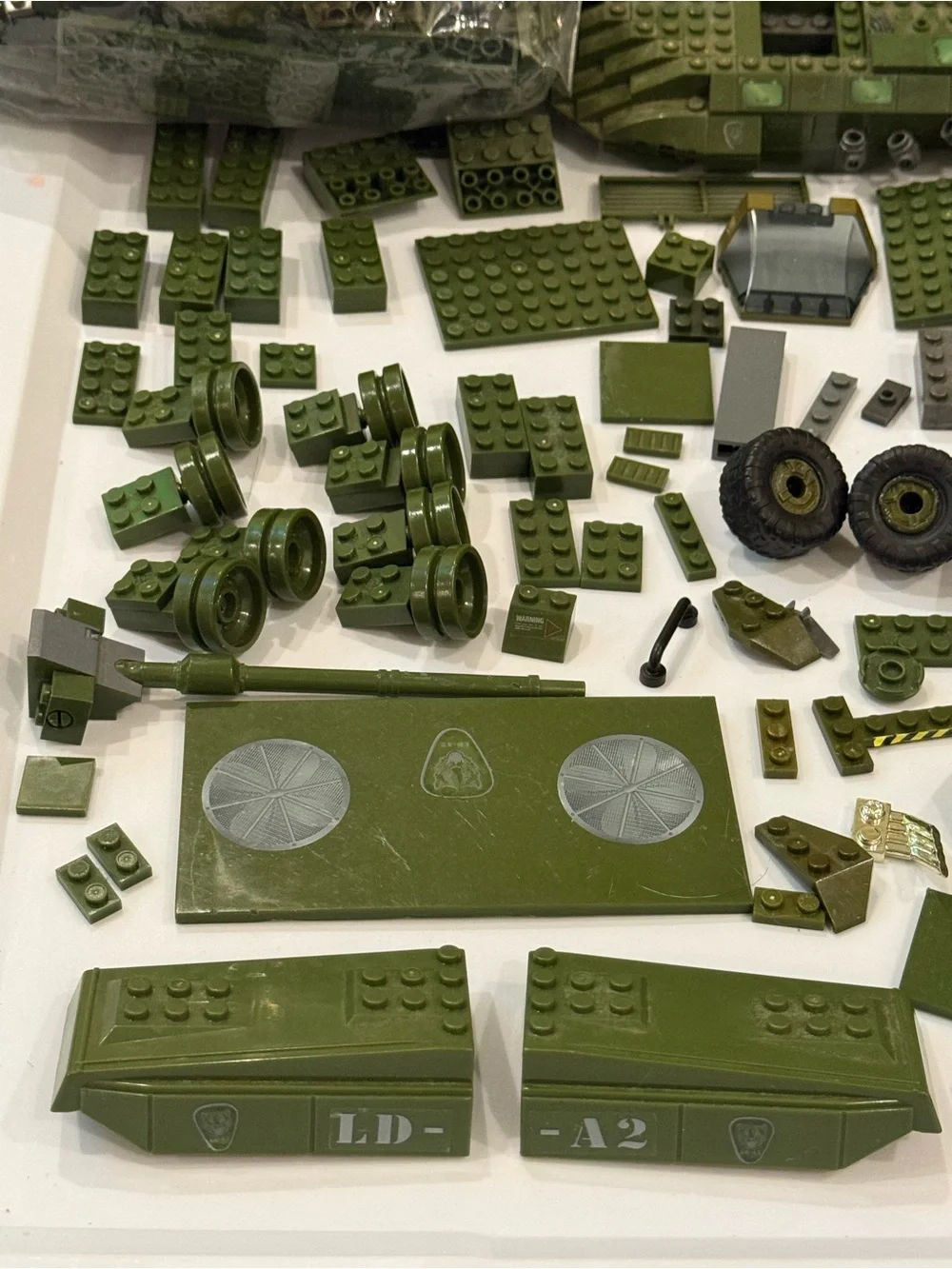 Army vehicle blocks pieces parts elements lot